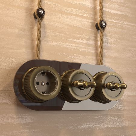 Переключатель одноклавишный бронзовый ретро WL19-01-03 Werkel