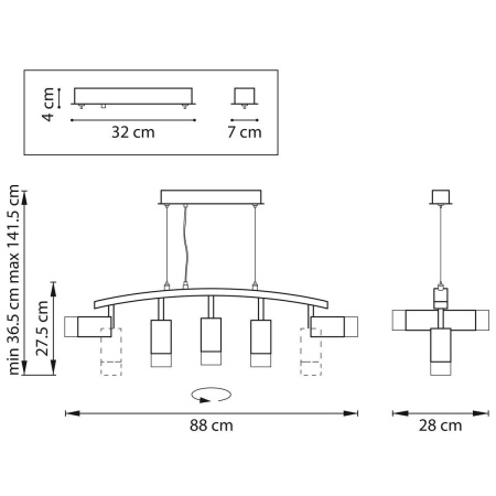 Подвесная люстра Lightstar Rullo (571735+214436-5+202431-5) LR7353651