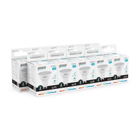 Лампа светодиодная Gauss GU10 5.5W 4100K матовая 13626