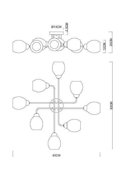 Потолочная люстра Arte Lamp Andrea A8141PL-8BK