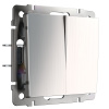 Выключатель двухклавишный глянцевый никель WL02-SW-2G Werkel
