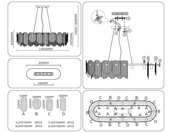 Подвесная люстра Ambrella Light High Light Crystal LH31255