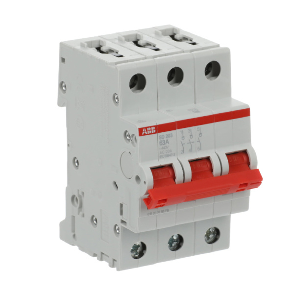 Рубильник модульный ABB SD203/63 3P 63А рычаг красный (выключатель нагрузки)