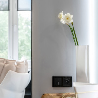 Выключатель двухклавишный проходной с подсветкой черный матовый WL08-SW-2G-2W-LED Werkel